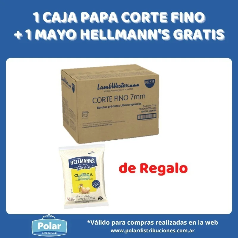 1 CAJA PAPA CORTE FINO + 1 MAYO HELLMANN'S GRATIS