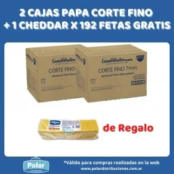 2 CAJAS PAPA CORTE FINO + 1 CHEDDAR X 192 FETAS