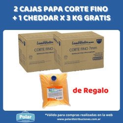 2 CAJAS PAPA CORTE FINO + 1 CHEDDAR X 3 KG GRATIS