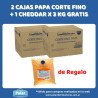 2 CAJAS PAPA CORTE FINO + 1 CHEDDAR X 3 KG GRATIS