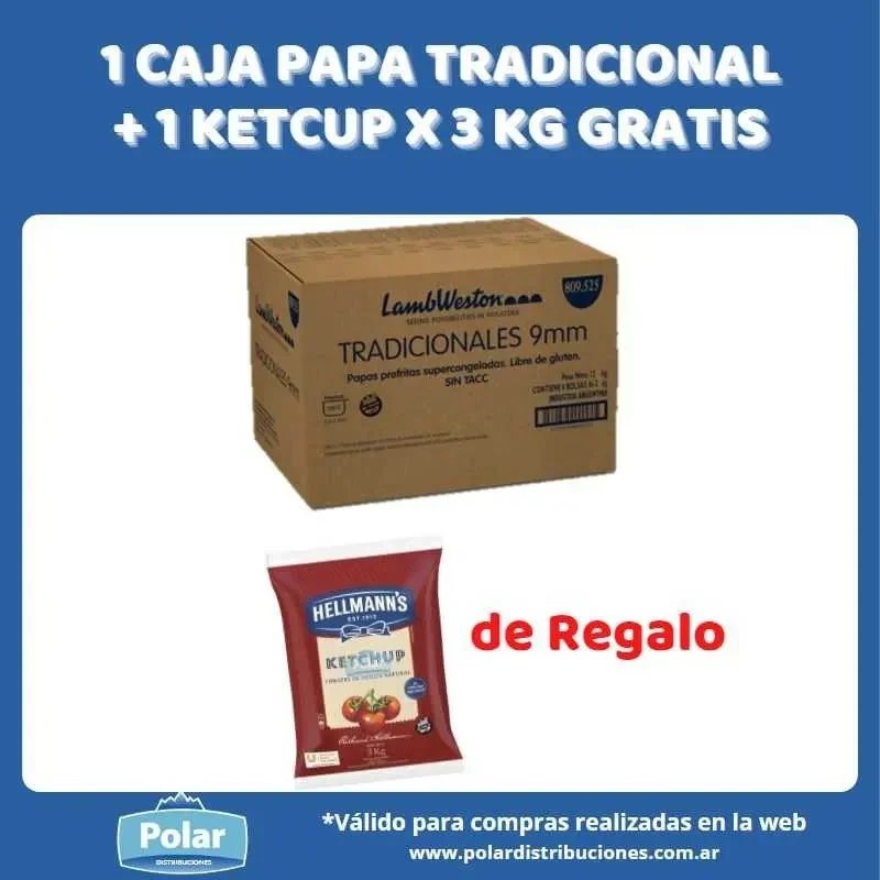 1 CAJA PAPA TRADICIONAL 15 KG + 1 KETCHUP HELLMANN´S X 3 KG