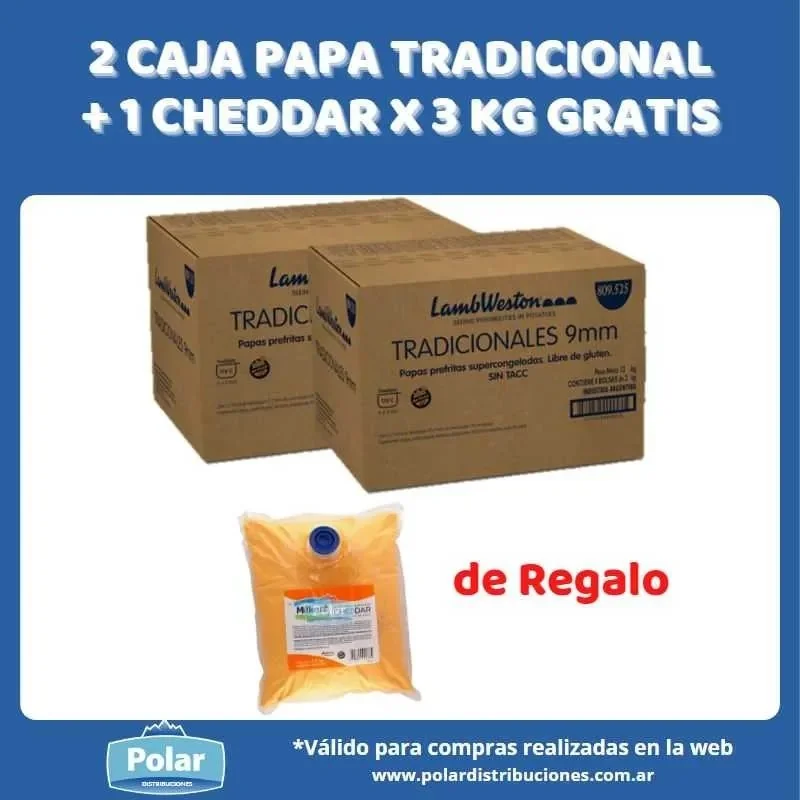 2 CAJAS PAPA TRADICIONAL X 15 KG + 1 CHEDDAR X 3,5 KG