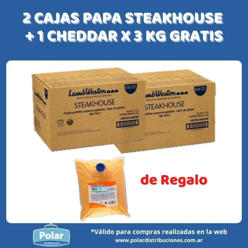 2 CAJAS PAPA STAKE HOUSE + 1 CHEDDAR X 3 KG