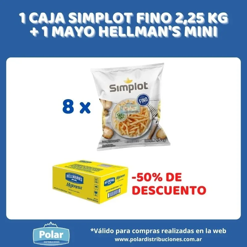 1 CAJA FINO SIMPLOT 8 X 2,25 KG + 1 CAJA MAYO X 7,6 GR