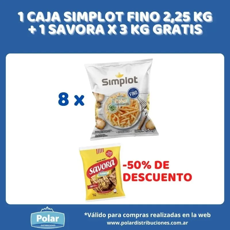 1 CAJA FINO SIMPLOT 8 X 2,25 KG + 1 SAVORA X 3 KG