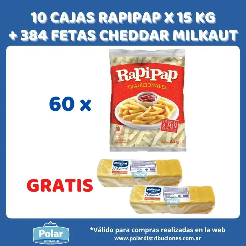 10 CAJAS RAPIPAP + 2 CHEEDAR FETAS MILKAUT GRATIS