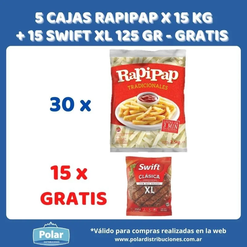 5 CAJAS RAPIPAP + 1/2 SWIFT XL 125 GR GRATIS