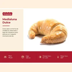 Medialuna Dulce Manteca 40 gr Bompaning