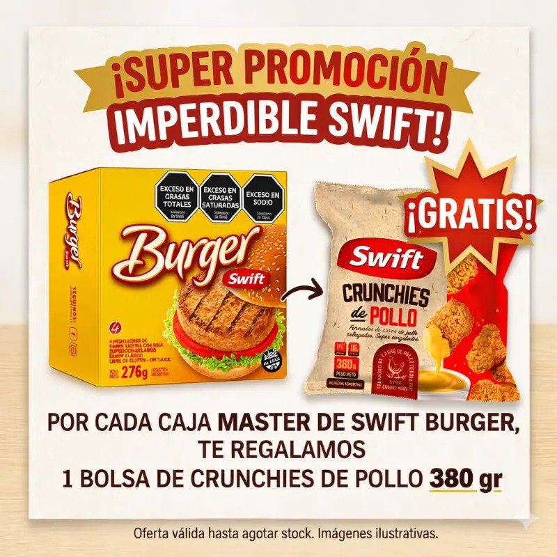 Caja Master Swift Burger+ 1 Crunch de Pollo GRATIS