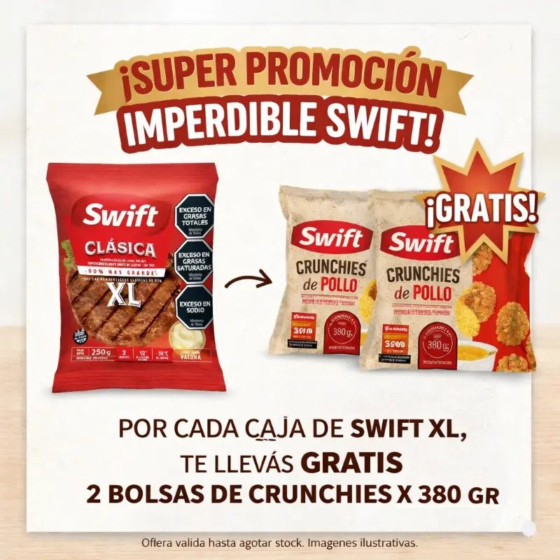 Caja Hamburguesas Swift XL + 2 Crunch de Pollo GRATIS